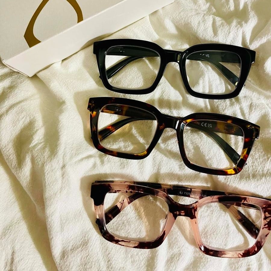 👓 Set van 3 leesbrillen met schildpadmotief – Extra grote vierkante leesbrillen die blauw licht blokkeren