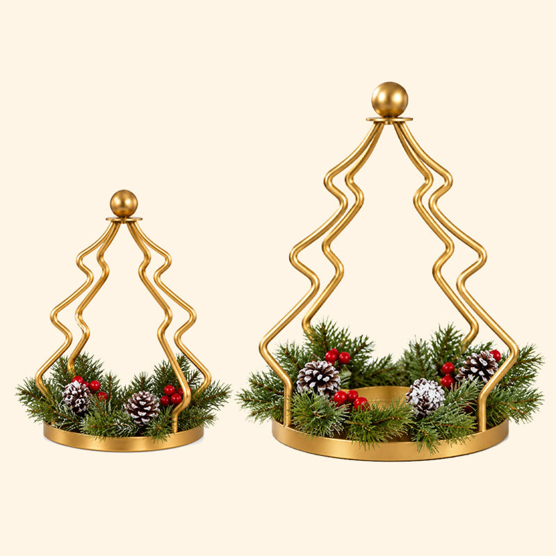 Vintage gouden kerstboom kaarsenhouder – Gezellige kerstdecoratie