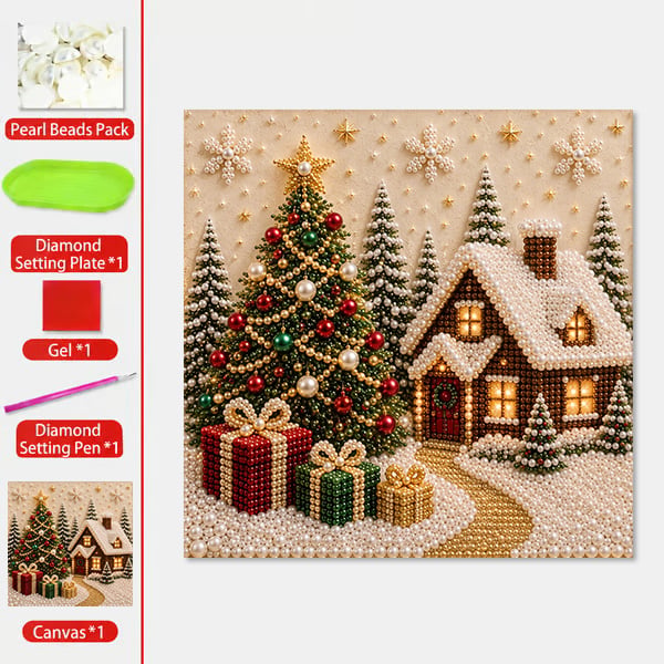 🎄🎅 Premium 3D Parel Kerst Muurdecoratie Kit | Luxe fluweelachtig canvas met krasbestendige, kleurechte parelkralen DIY Kerstdecoratie ⛄️❄️