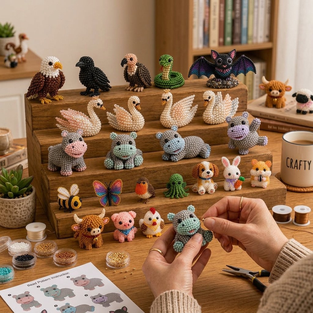 🧵✨ Miniatuur 3D kralen dieren doe-het-zelf set