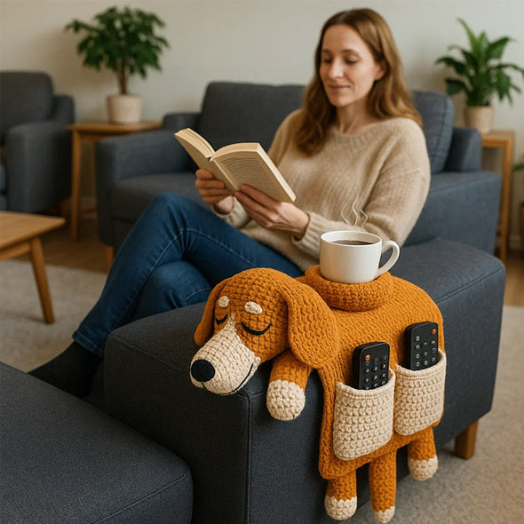 🐶 Gezellige metgezellenvibes – Gehaakte hondenbankorganizer