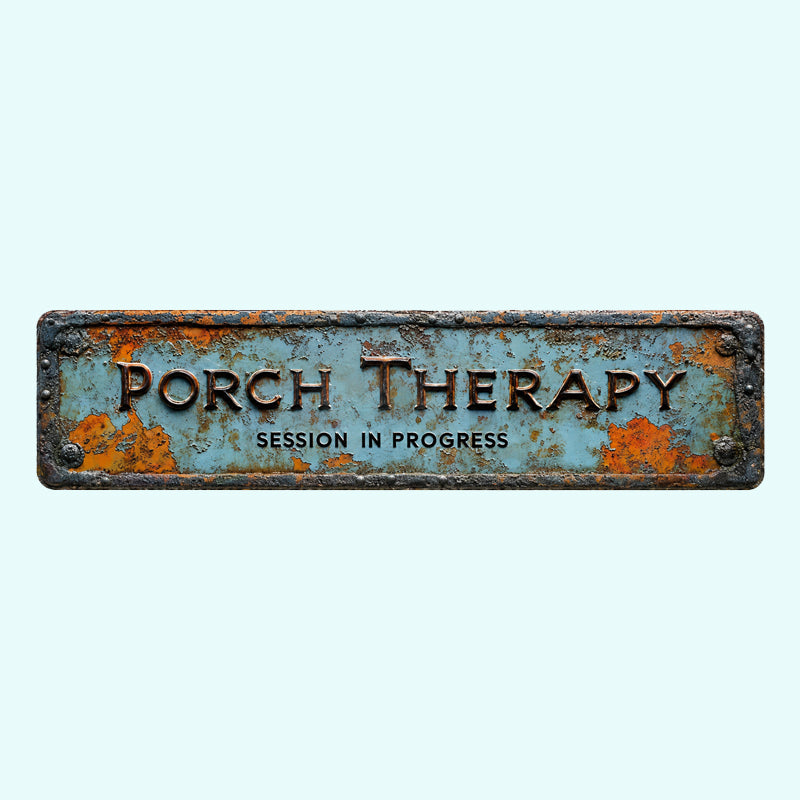 🌿 Metalen bord 'Porch Therapy' – Rustieke vintage wanddecoratie voor veranda, tuin en landelijke charme 🏡