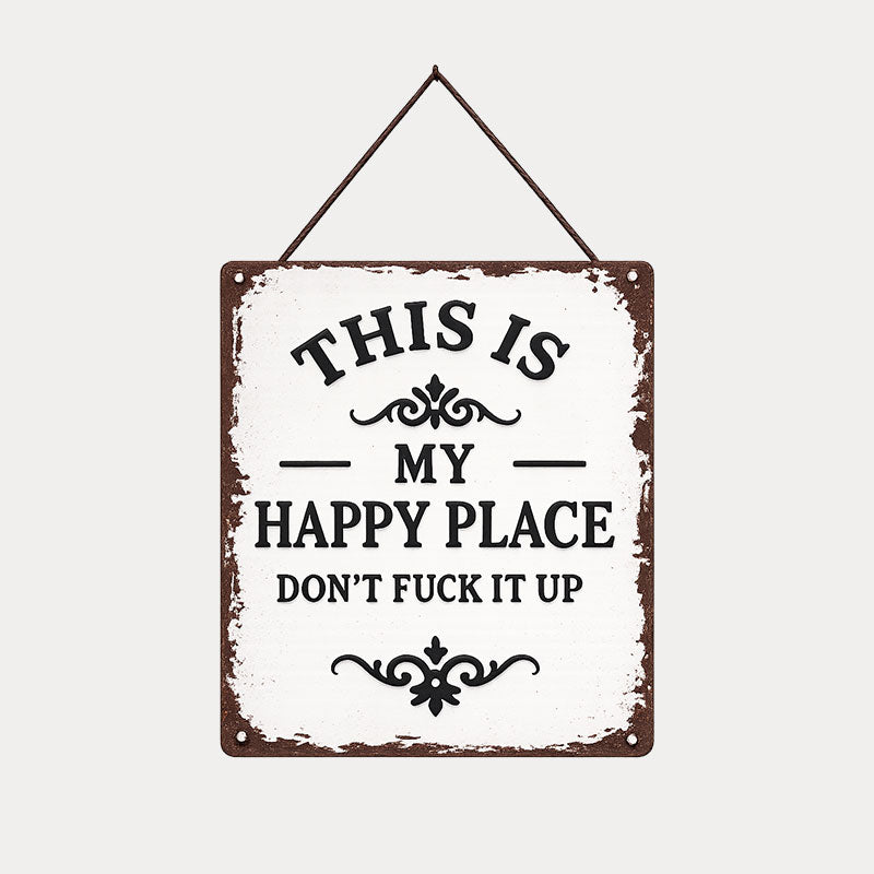 "Dit is mijn gelukkige plek" Rustiek houten hangbord ✨🏡💖