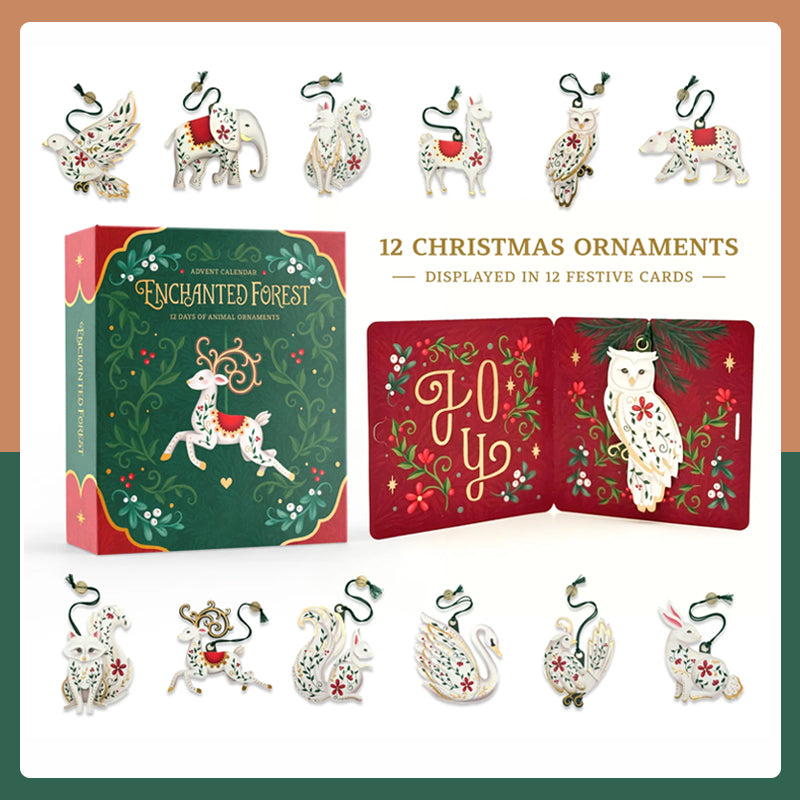 ✨ Enchanted Forest Kerstversieringsset – 12 Magische Papieren Schatten ✨