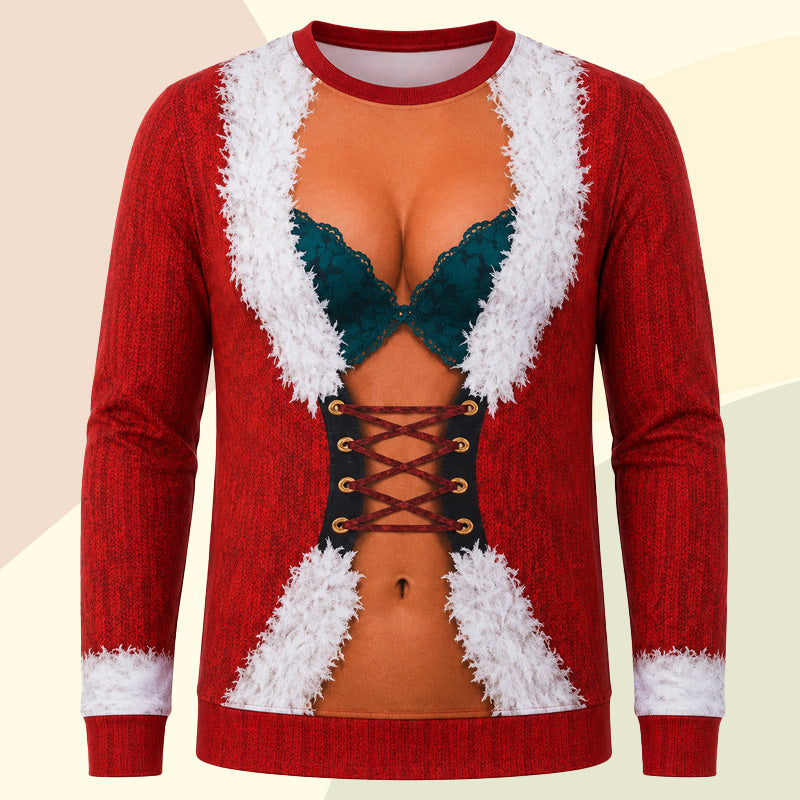Grappige kersttop met lange mouwen
