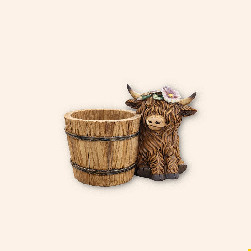 🐮🌿 BloomBuddy Highland Cow Succulent Plantenpot