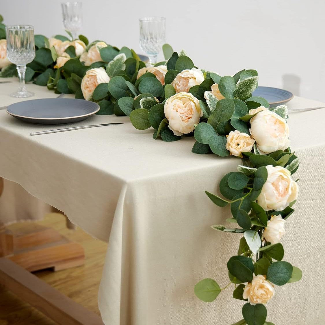 🌹Artificial Flowers Garland Spring Eucalyptus Garland Vintage Fake Flower Peony Rose Vine Greenery 🦋