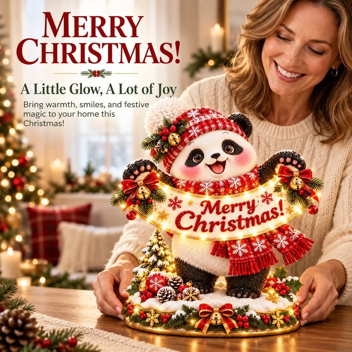 🐼Panda Christmas Greeting Figurine