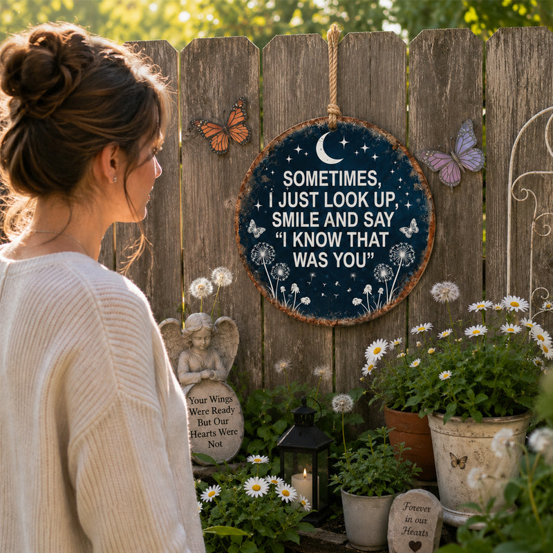 Hangend gedenkteken voor de tuin – "Ik weet dat jij het was" Herdenkingsdecoratie