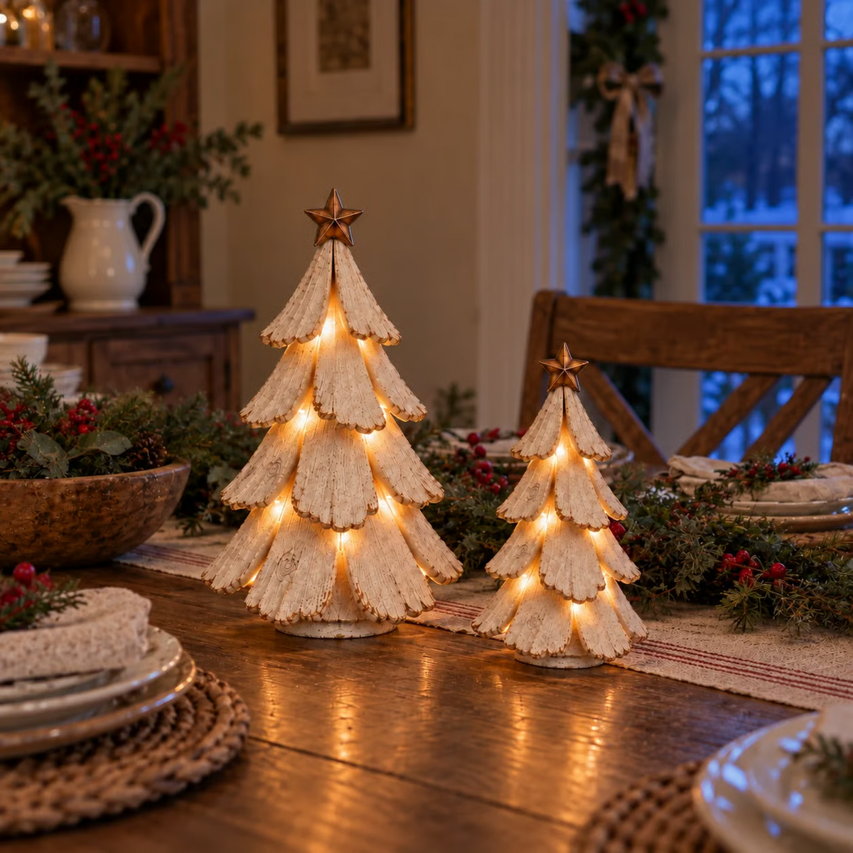 🎄🌙Vintage verlichte kerstboomfiguur