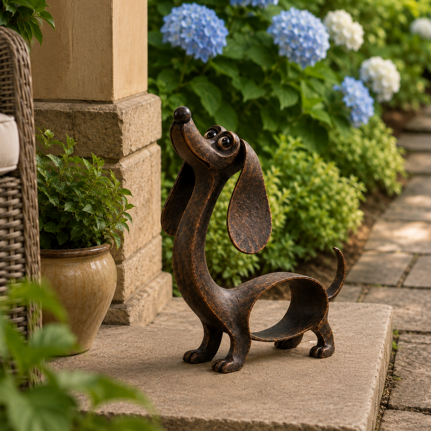 🐾Speelse teckelsculptuur – Antiek geïnspireerde hondendecoratie en cadeau🐶