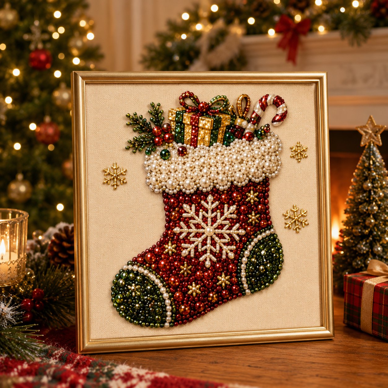 🧘Ontspannend en beginnersvriendelijk - 🎨💎DIY Kerst Parel Diamantschilderij Kunstset