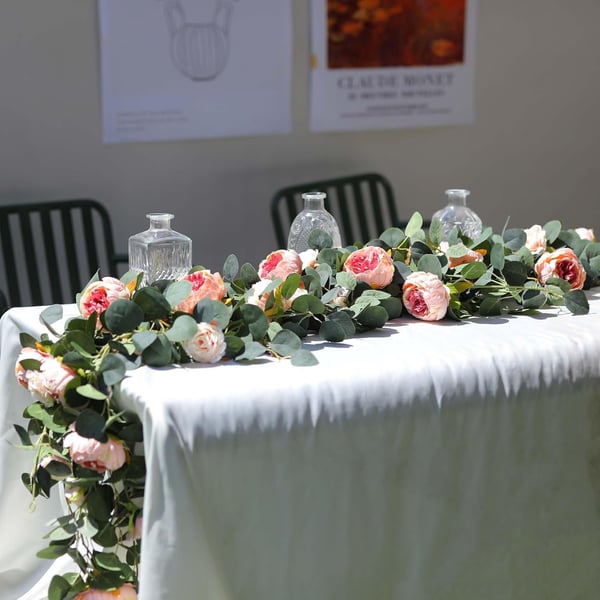 🌹Artificial Flowers Garland Spring Eucalyptus Garland Vintage Fake Flower Peony Rose Vine Greenery 🦋