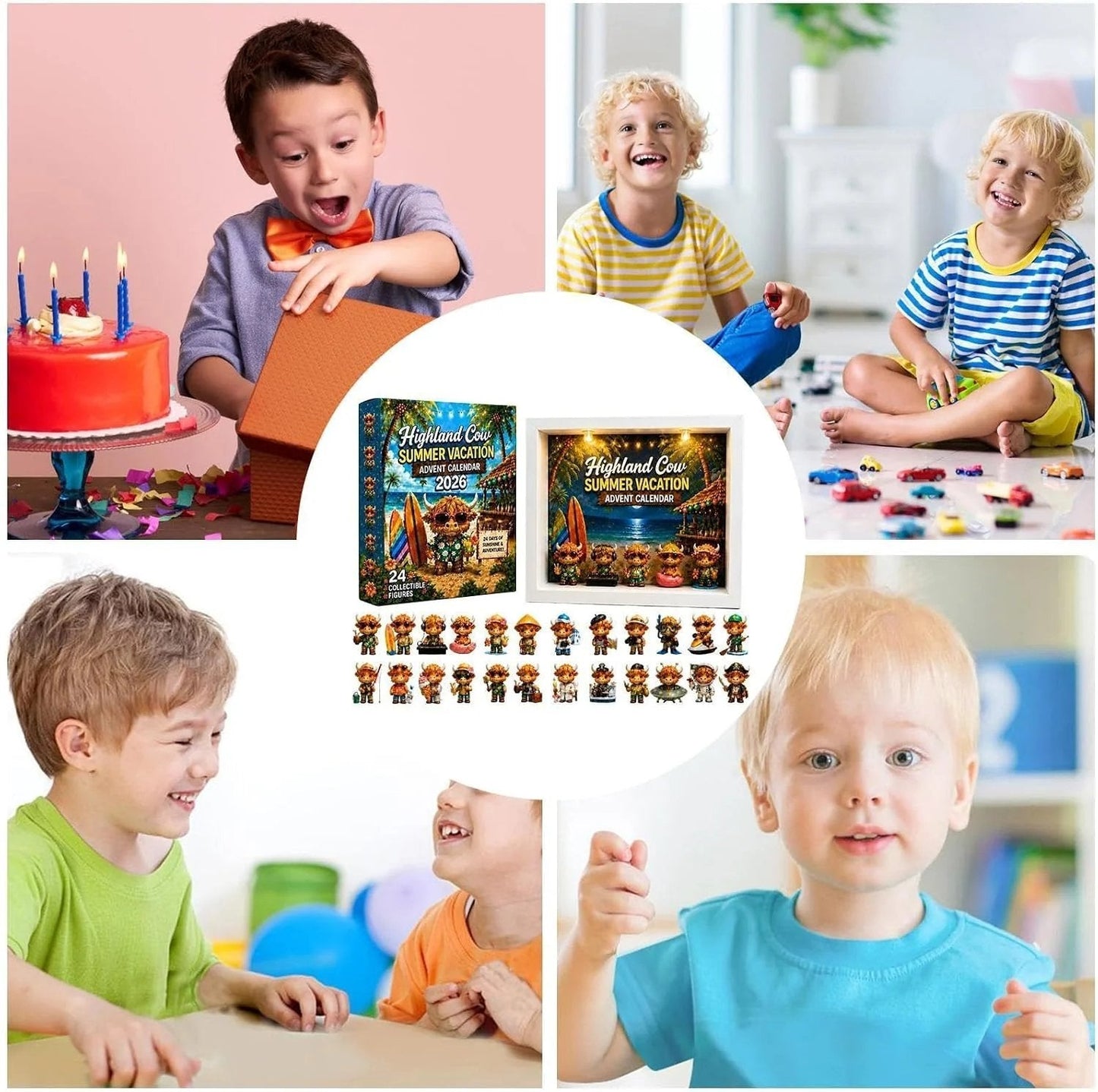 Adventskalender met Schotse hooglandkoeien voor de zomervakantie 2026
