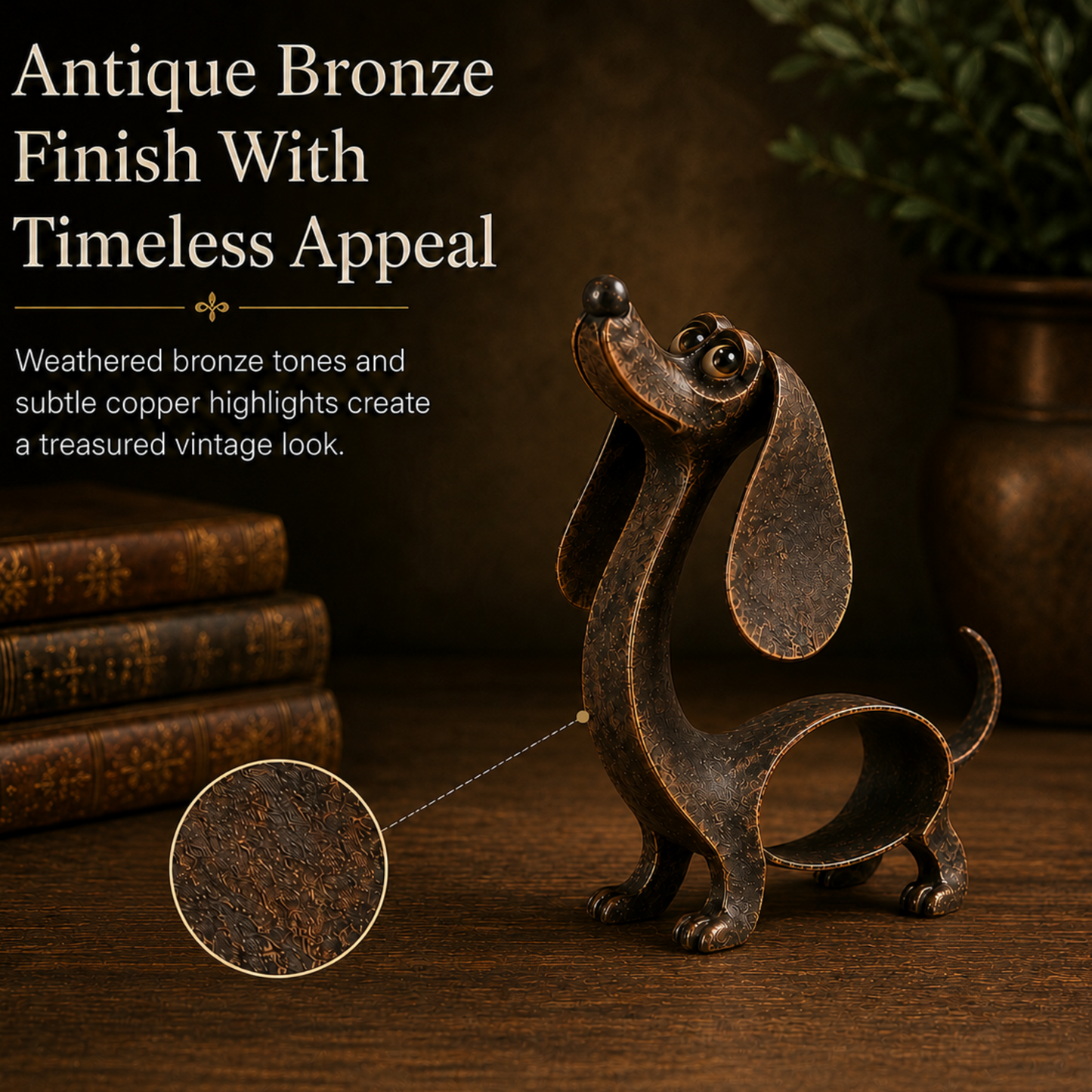 🐾Speelse teckelsculptuur – Antiek geïnspireerde hondendecoratie en cadeau🐶