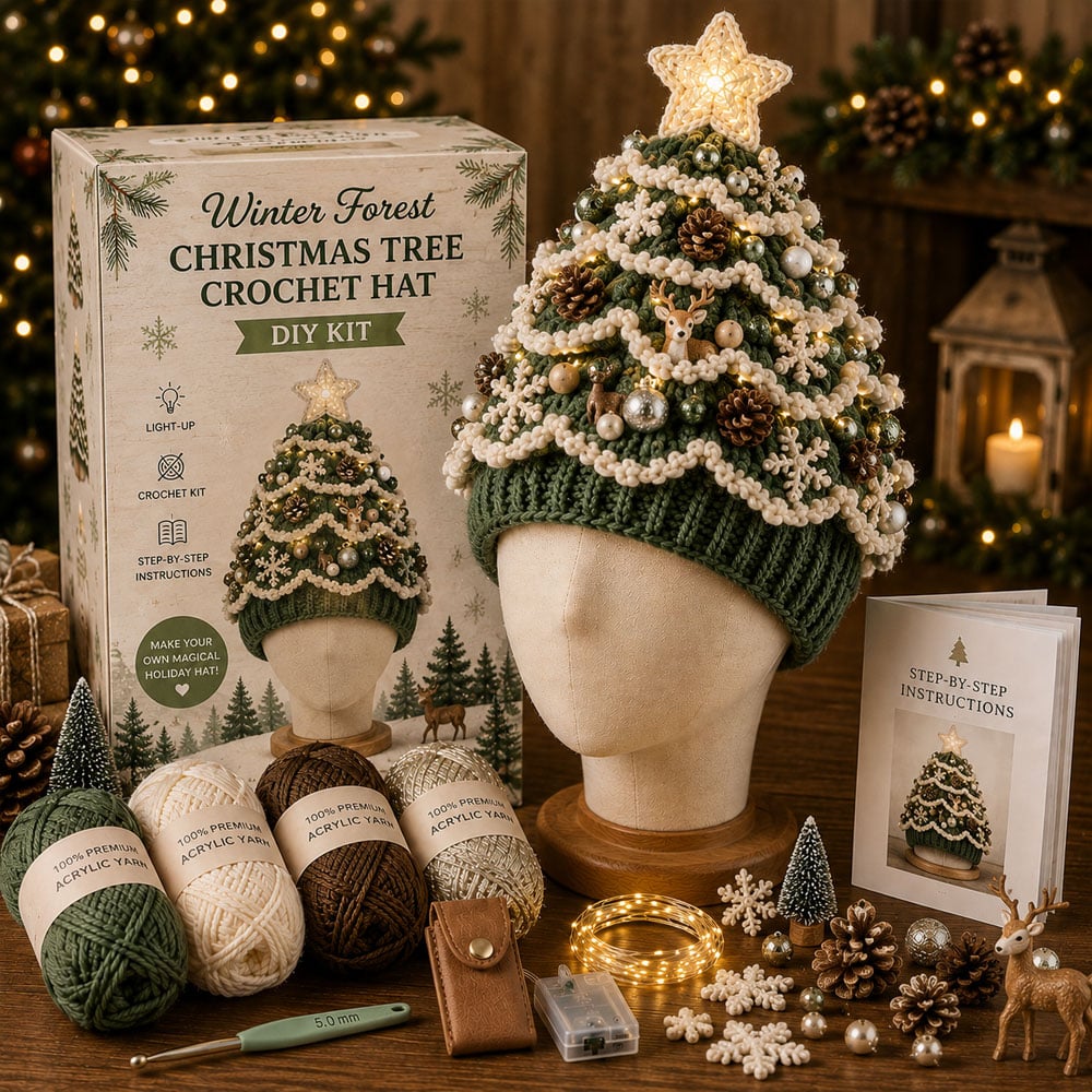 🎄 Beginnersvriendelijke DIY-set voor een kerstboommuts met verlichting