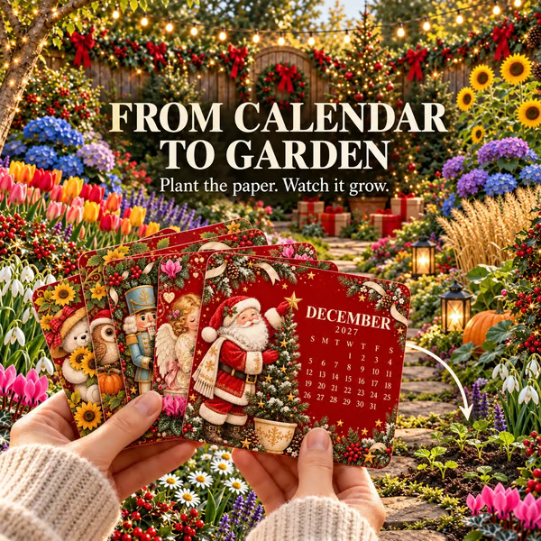 🎄🌱 Kersteditie (limited edition) – Milieuvriendelijke, plantbare "Timeless" zaadkalender 2027 🌸🌿