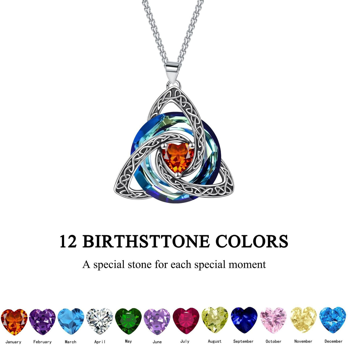 ✨Ketting met Keltische Drievuldigheidsknoop en geboortesteen – Een betekenisvol symbool van liefde en verbondenheid ❤️