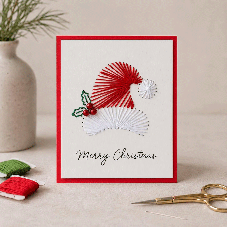 🎄🧵 Kerstkaart met touwkunst (DIY-kit)