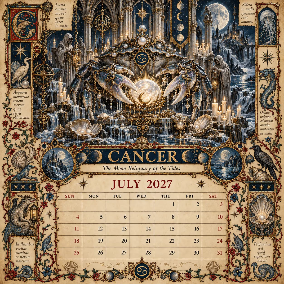 🔮 Bureaukalender met dierenriemtekens voor 2027 | 12 middeleeuws geïnspireerde dierenriemtekeningen voor liefhebbers van astrologie en gotische kunst ✨