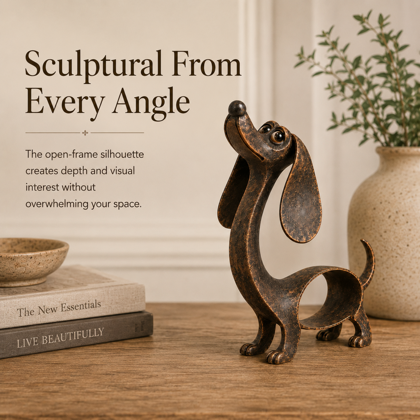 🐾Speelse teckelsculptuur – Antiek geïnspireerde hondendecoratie en cadeau🐶