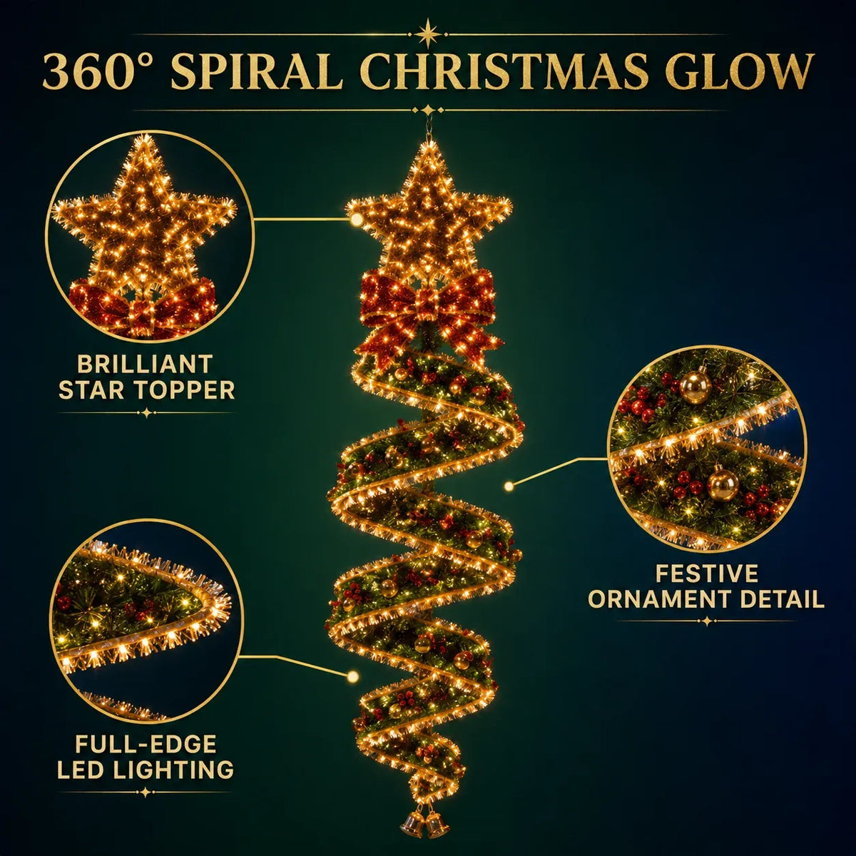 Kerstmagie Spiraalvormige Hangende LED-verlichting Collectie