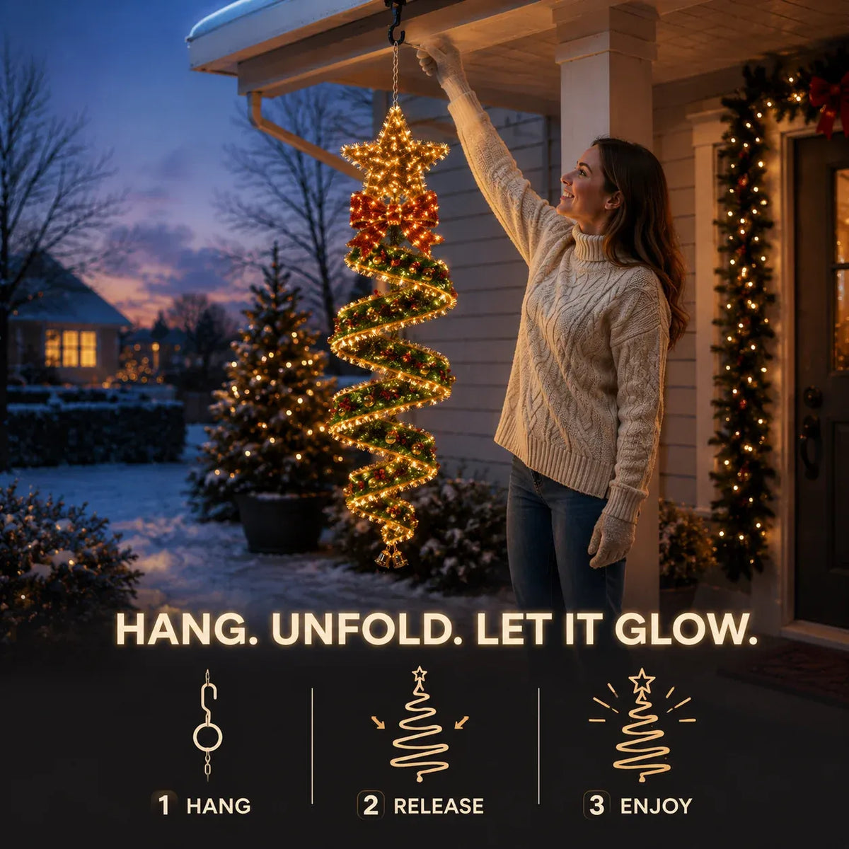 Kerstmagie Spiraalvormige Hangende LED-verlichting Collectie