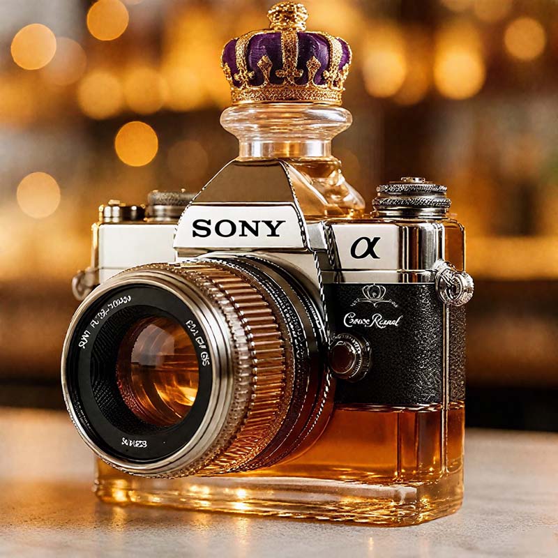 Camera glazen fles