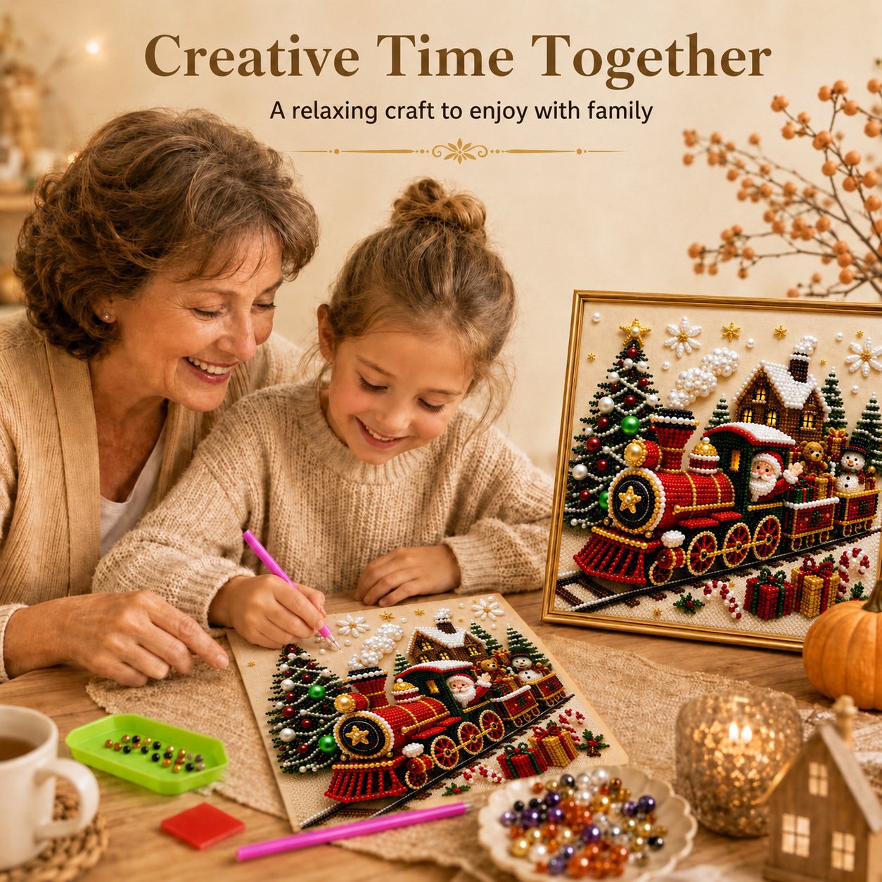 🎄🎅 Premium 3D Parel Kerst Muurdecoratie Kit | Luxe fluweelachtig canvas met krasbestendige, kleurechte parelkralen DIY Kerstdecoratie ⛄️❄️