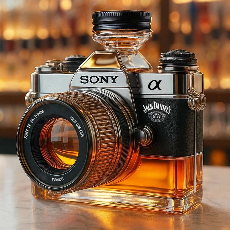 Camera glazen fles