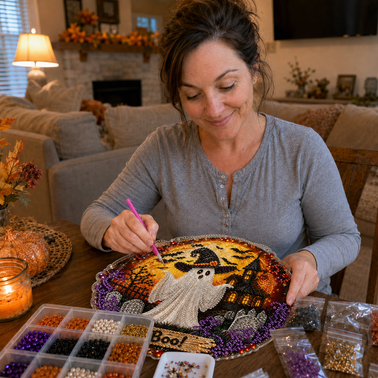 ✨🎃Halloween Zwarte Kat Maan Diamantkunst Hangende Ornament Kit👻