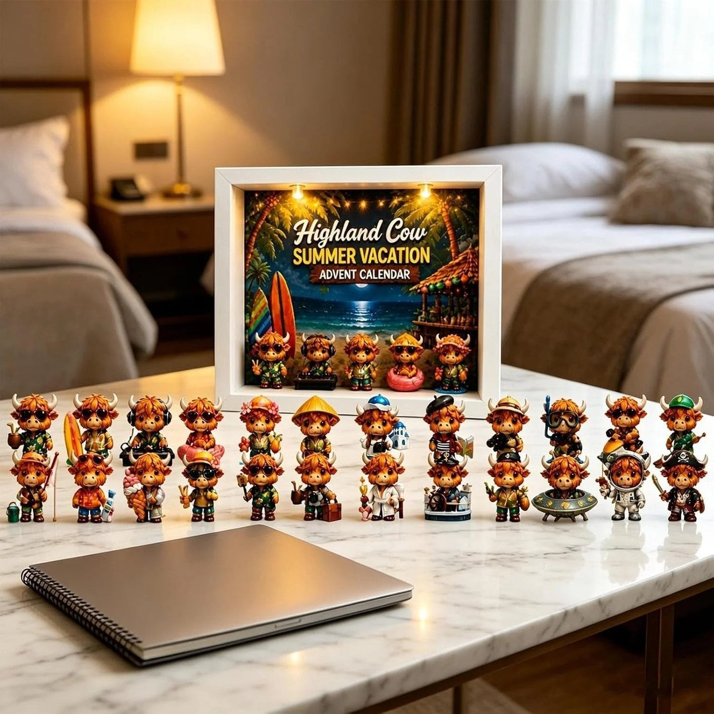 Adventskalender met Schotse hooglandkoeien voor de zomervakantie 2026