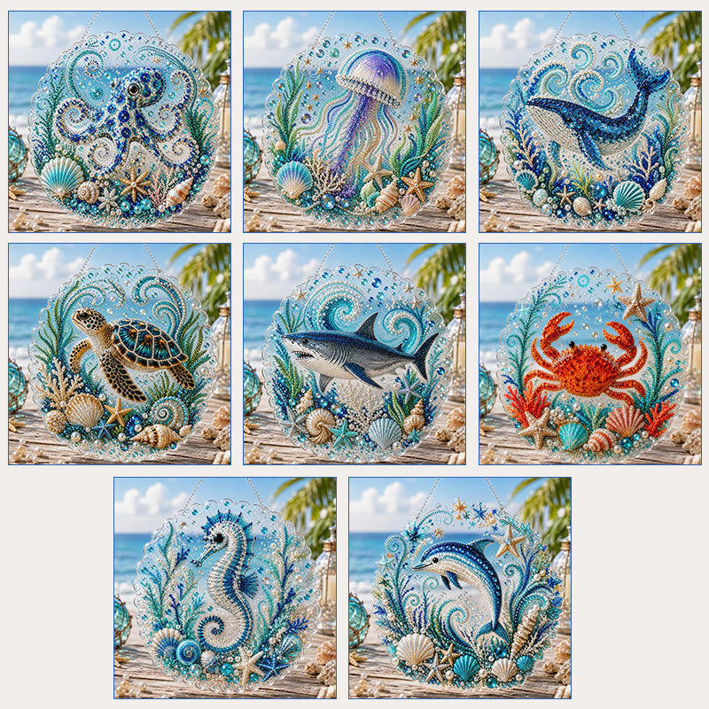 Handgemaakte acryl oceaan decoratie om zelf op te hangen.