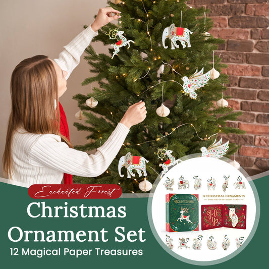 ✨ Enchanted Forest Kerstversieringsset – 12 Magische Papieren Schatten ✨