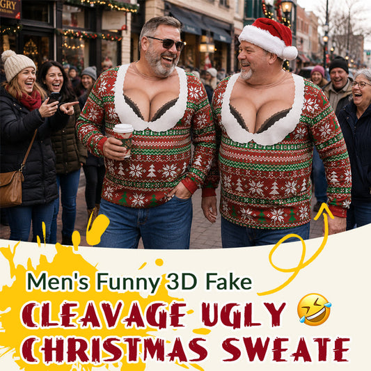 Grappige 3D nep-decolleté kersttrui voor mannen