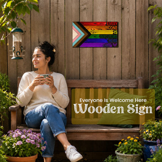 🌈❤️Metalen bord met de tekst "Welkom iedereen"