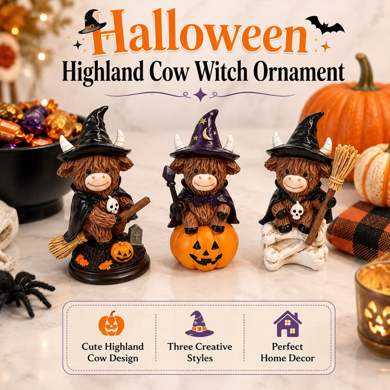 Halloween Schotse Hooglandkoe Heks Ornament