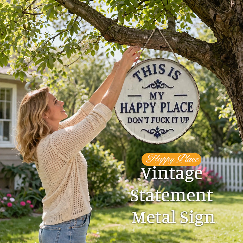 Happy Place Attitude Vintage metalen rand