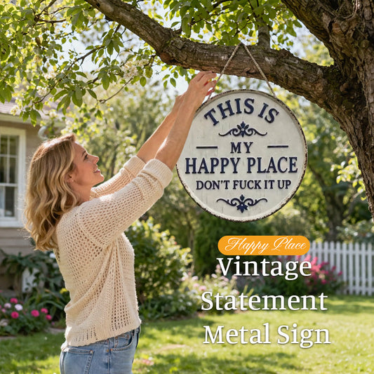 Happy Place Attitude Vintage metalen rand