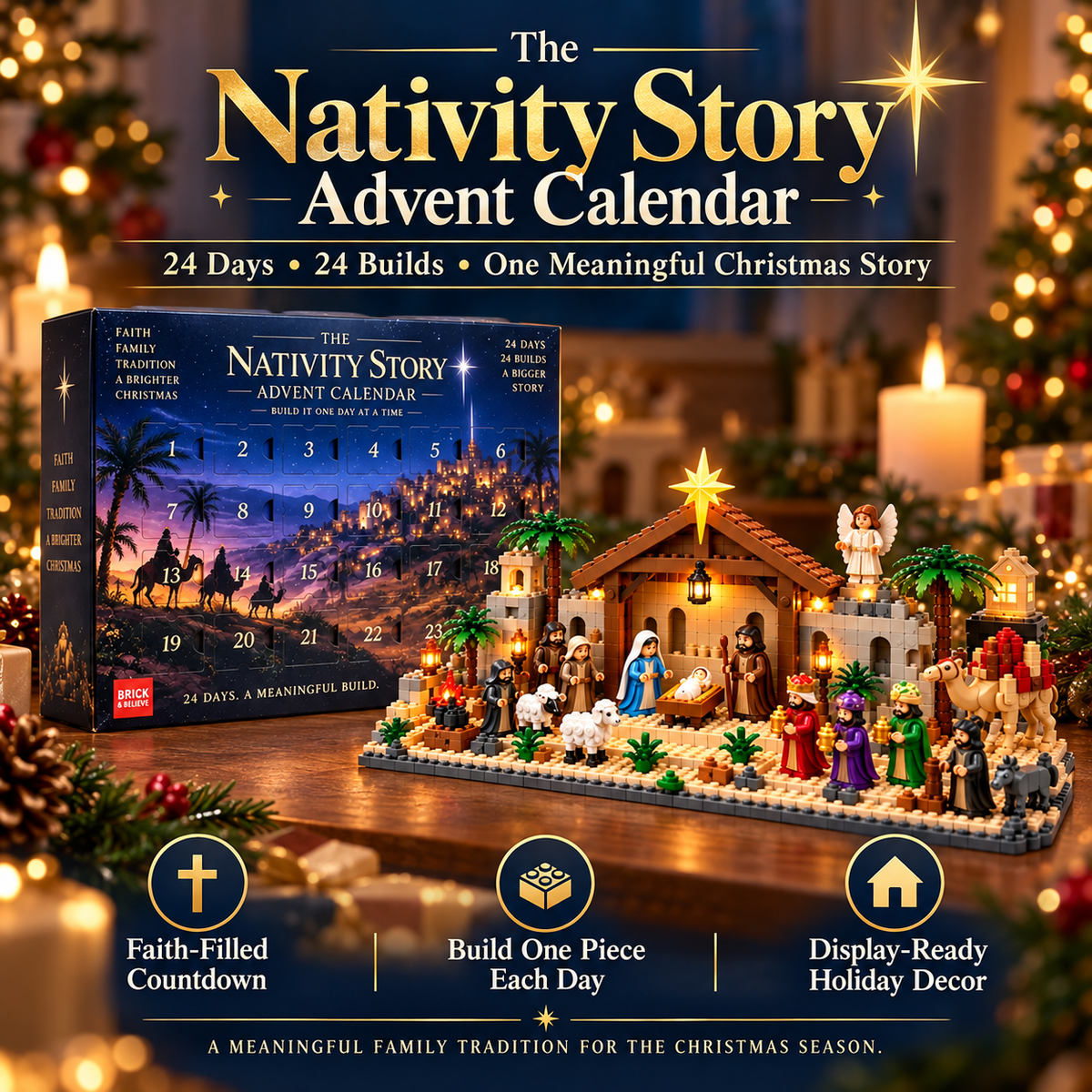 Kerststal adventskalender – 24-daagse bouwbare kerststalset