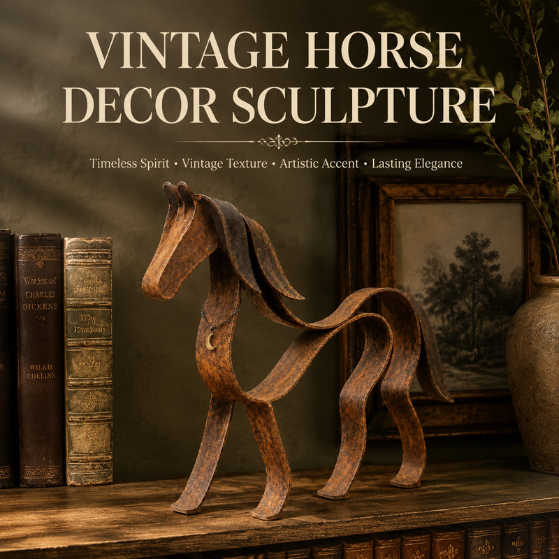 Vintage metalen paardensculptuur – Rustieke paardensportdecoratie voor in huis 🐎