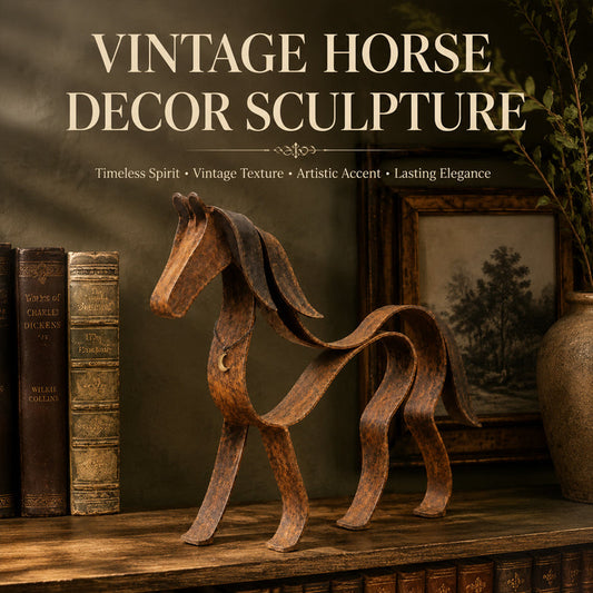 Vintage metalen paardensculptuur – Rustieke paardensportdecoratie voor in huis 🐎