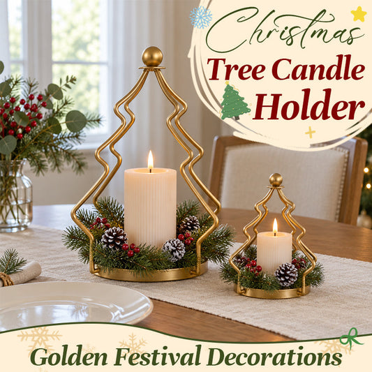 Vintage gouden kerstboom kaarsenhouder – Gezellige kerstdecoratie