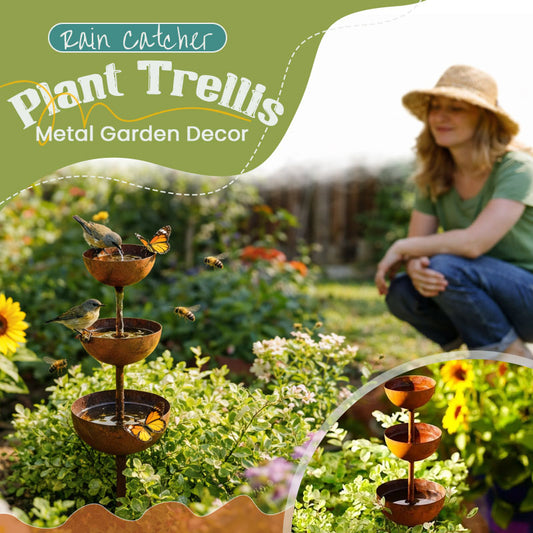 🌧️ Regenwateropvanger – plantensteun 🐦 Metalen tuinornament