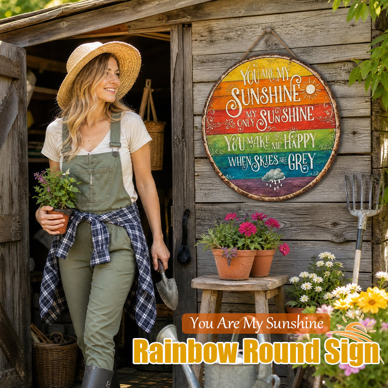 🌈☀️ Jij bent mijn zonnetje Regenboog rond bord