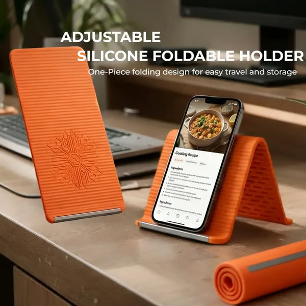 💻📱Flexibele siliconen telefoonstandaard met aluminium | Opvouwbare, draagbare en onmisbare reishouder voor je mobiele telefoon of smartphone