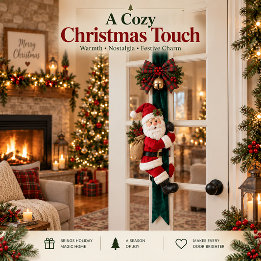 Kerstfiguur verticale deurdecoratie – Kerstman en rendieren kerstdeurdecoratie
