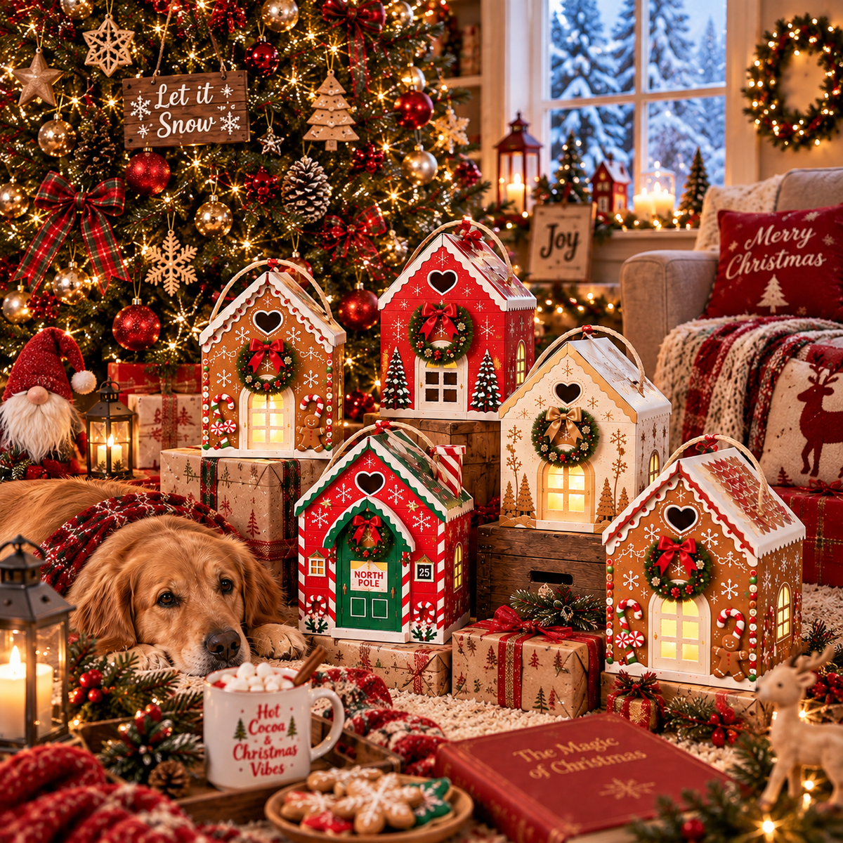 Kerstmagiehuis cadeauverpakking – Creatieve 3D handzame kerstcadeauverpakking
