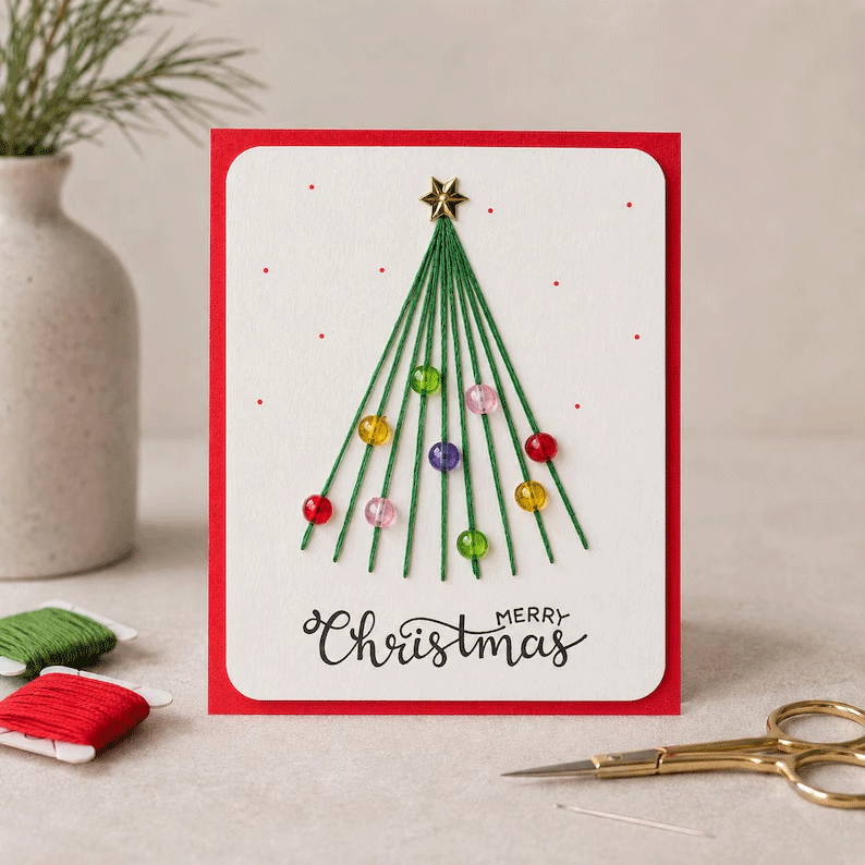 🎄🧵 Kerstkaart met touwkunst (DIY-kit)
