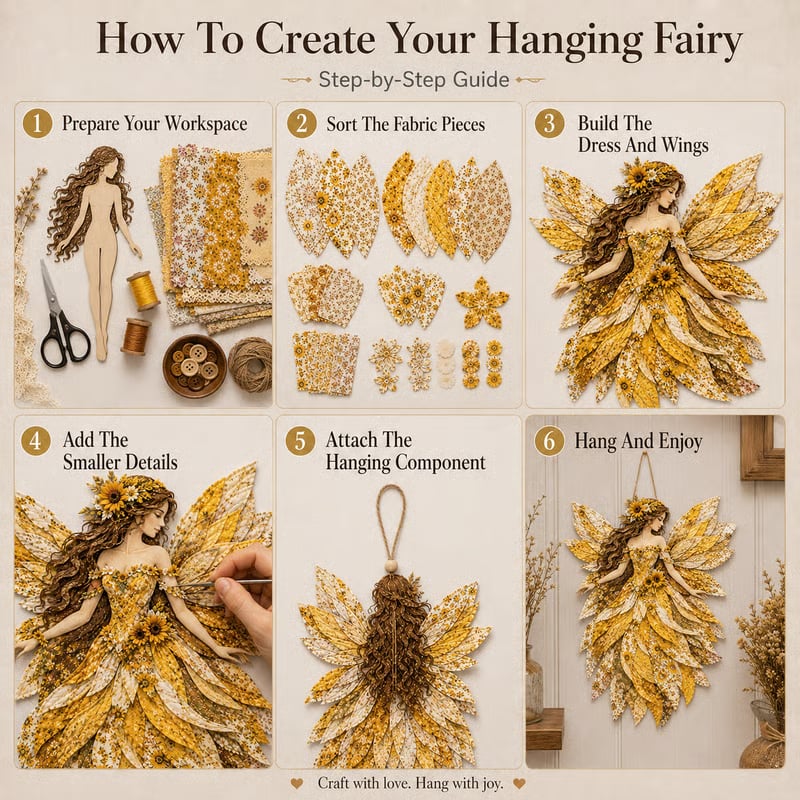 🧚‍♀️🌸 Premium DIY-pakket 'Feeënpatchwork' | Hoogwaardige gelaagde stof met bloemenvleugels – DIY handgemaakte fantasievolle wanddecoratie ✨
